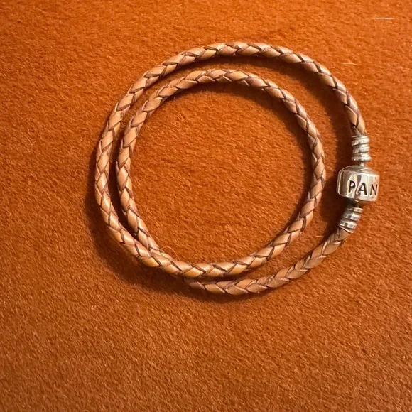 Pandora authentic Brown Leather Double Braided Bracelet 13.8” - Picture 2 of 6
